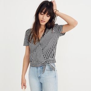 Madewell black gingham blouse